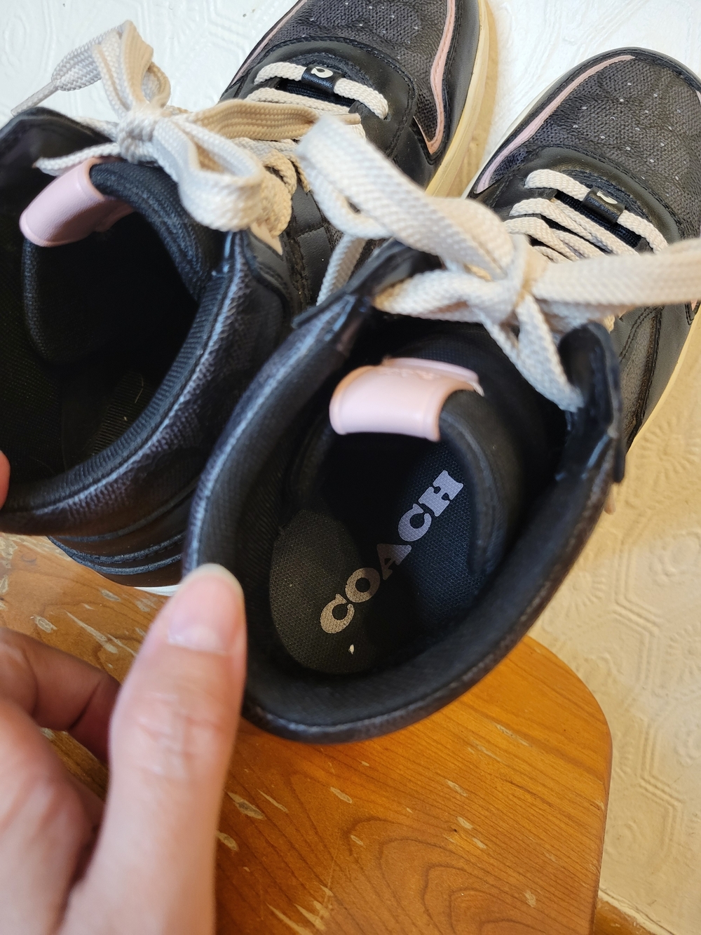 Coach Black High-Top Sneakers with Pink Trim Size 9.5 US - Picture 9 of 11
